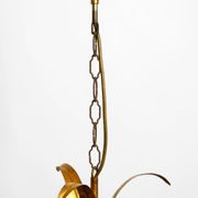 Beautiful 1970s gold-plated 5-arm tall metal chandelier by Hans Kögl