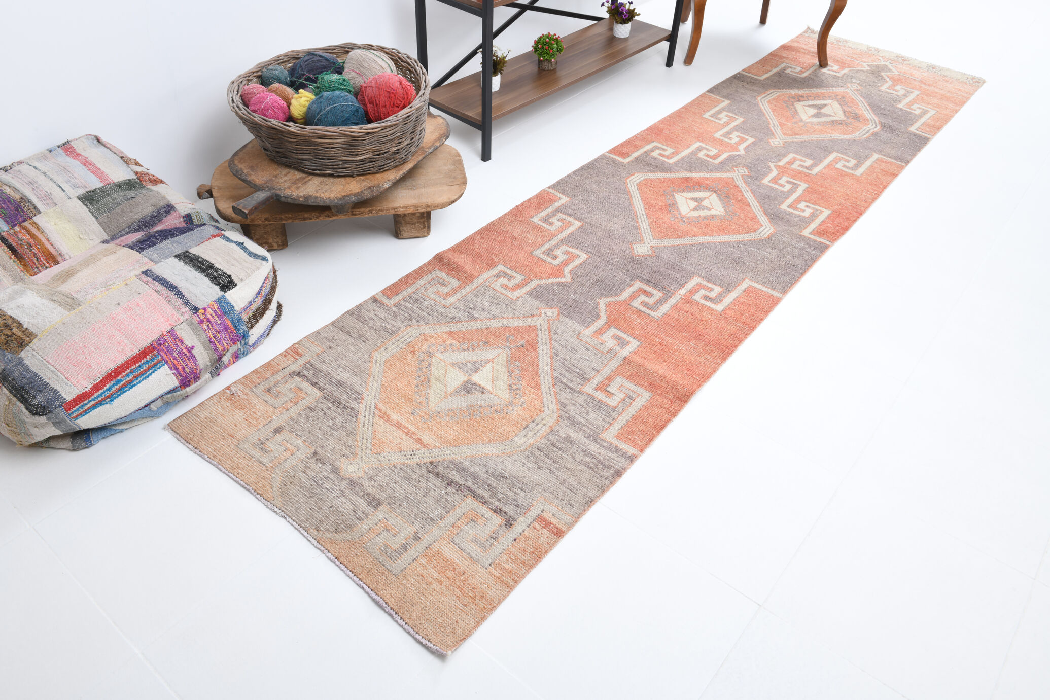 3X11 Oushak Runner Rug, Handmade Runner Rug, 3x11 Runner Rug, 349x86Cm