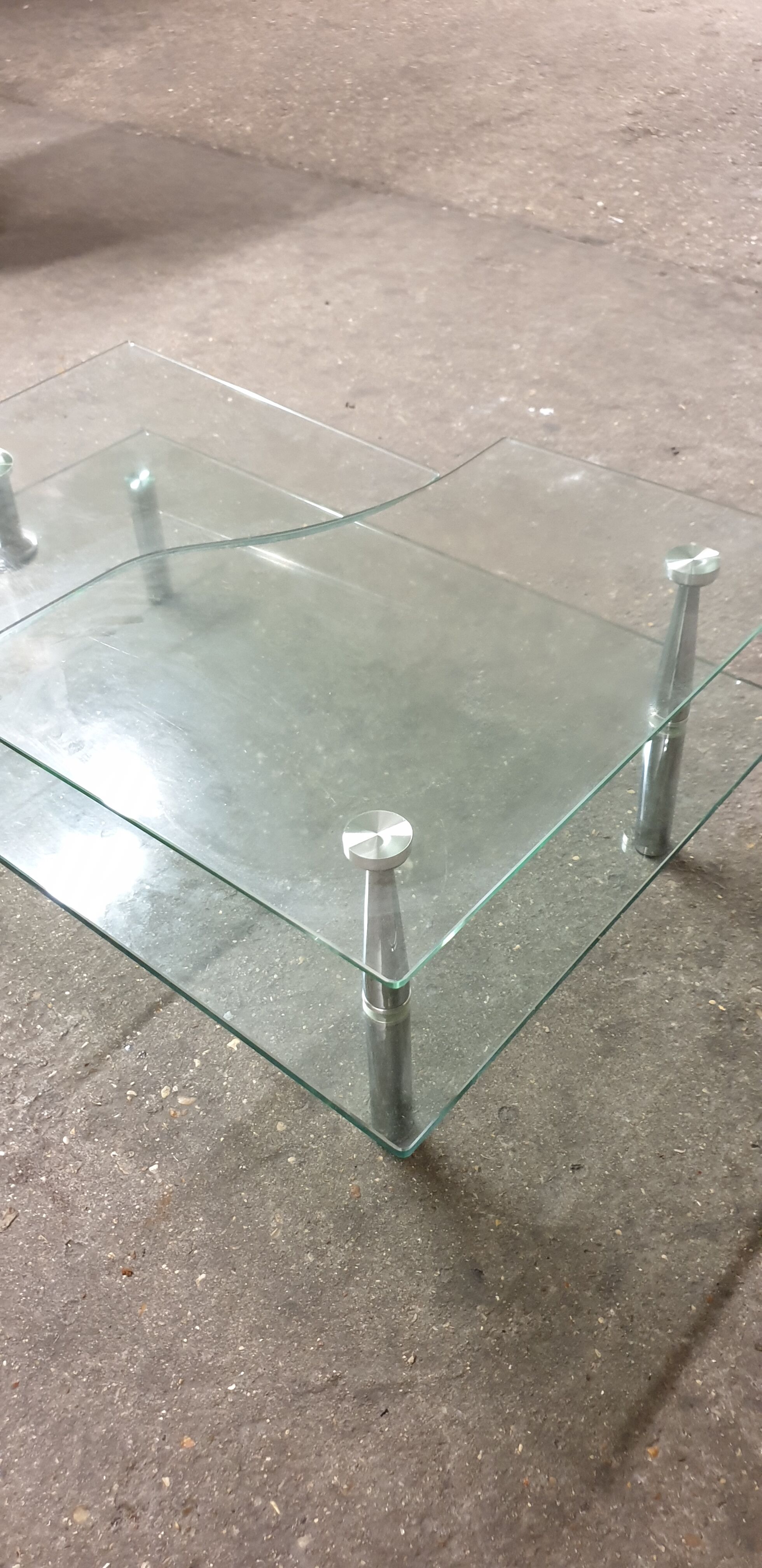 Glass and chrome coffee table