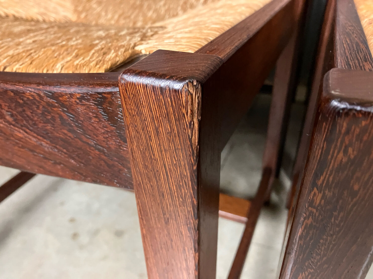 6 chairs rush Wenge Brutalist Mid Century