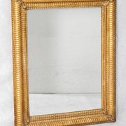 French 19th century rectangular golden mirror with ribbed frame