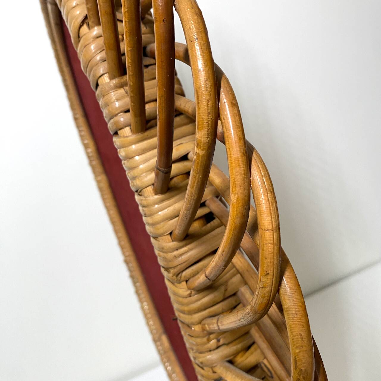 Oval rattan mirror attributed to franco albini - 1960's