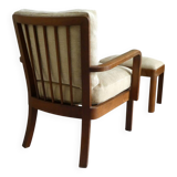 Oak armchair and ottoman, 1960