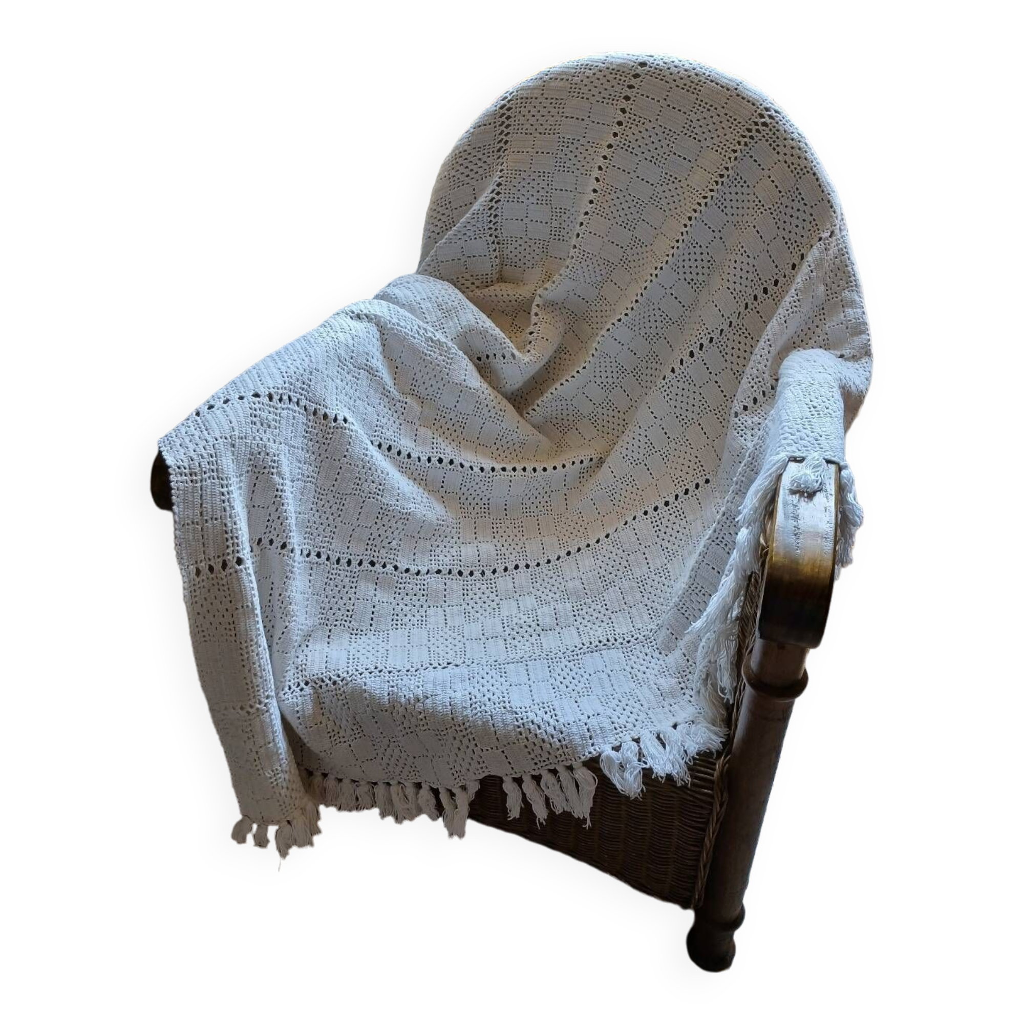 Antique crochet bedspread/plaid