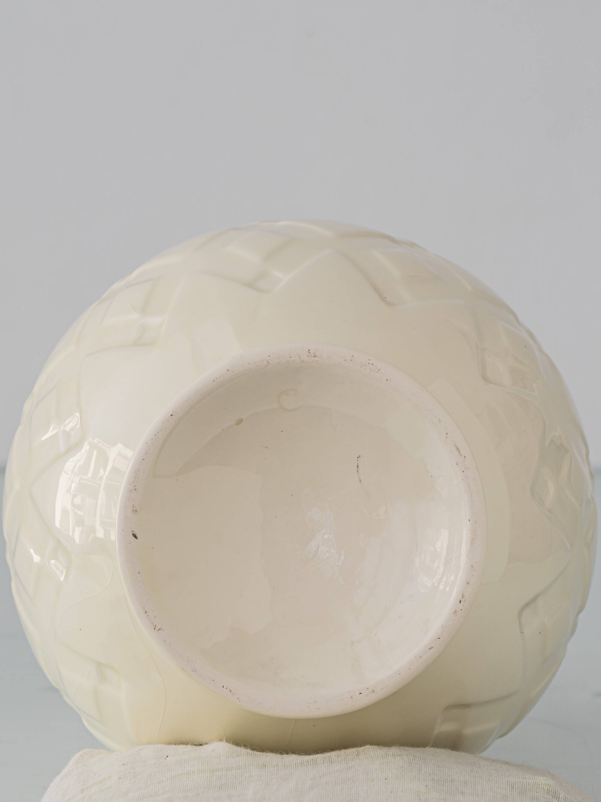Charles Catteau Frères Keramis Pineapple Table Lamp, New Silk Shade