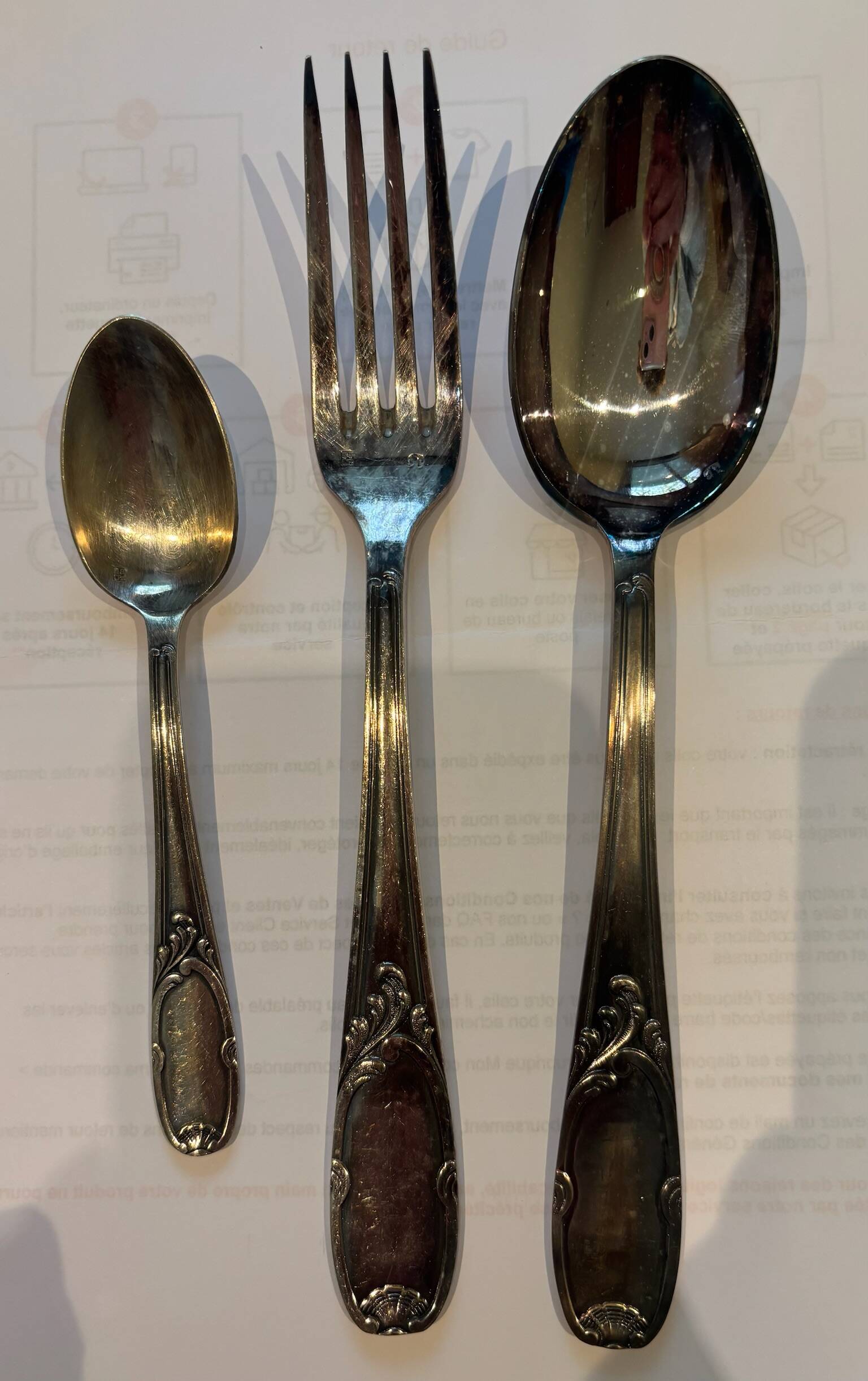Complete service in silver-plated metal, reinforced silvering (1970s)