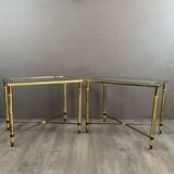 Paire de tables d’appoint en métal et verre, XXème siècle
