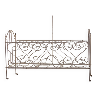 Folding child's bed with wrought iron canopy or romantic garden bench 19th