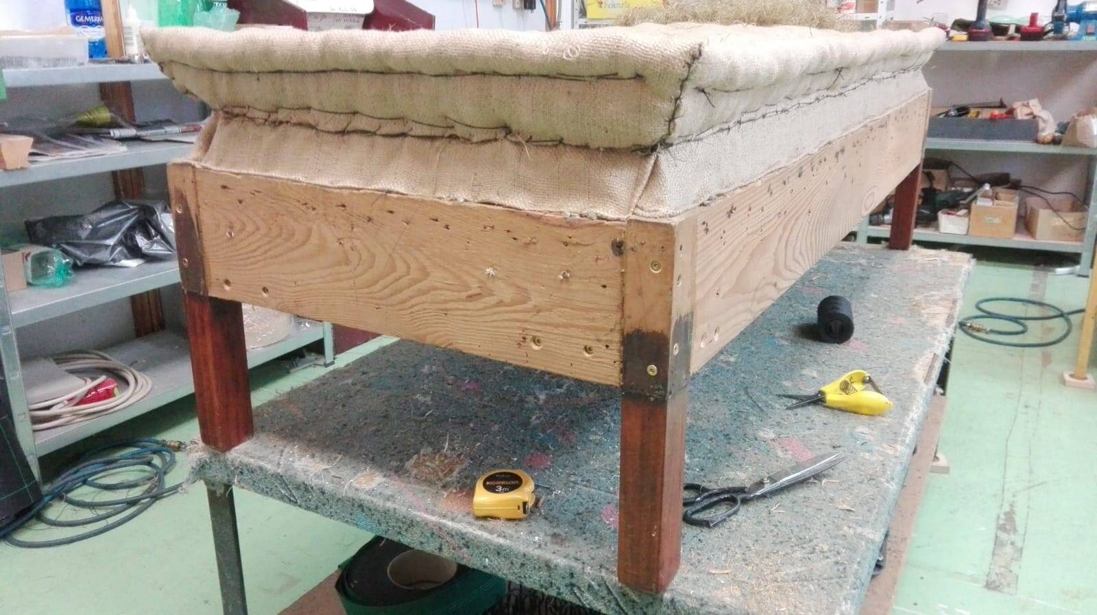 1930s Extraordinary Art Deco Ottoman in Sheepskin Upholstery, Czechoslovakia