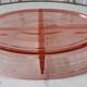 Pink glass dish with art deco compartment 30s-40s