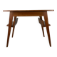 Compass leg desk, 1950s wood reconstitution style.