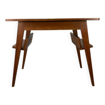 Bureau pieds compas, bois années 50 style reconstitution