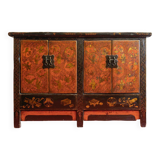 Antique Chinese low sideboard with 4 doors
