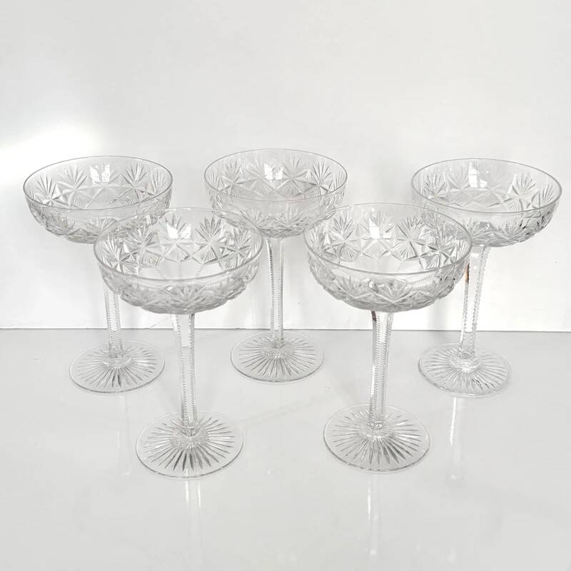 Set of 5 crystal champagne glasses from Saint-Louis | Gavarni model