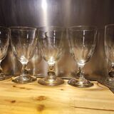 5 antique wine glasses with cut sides