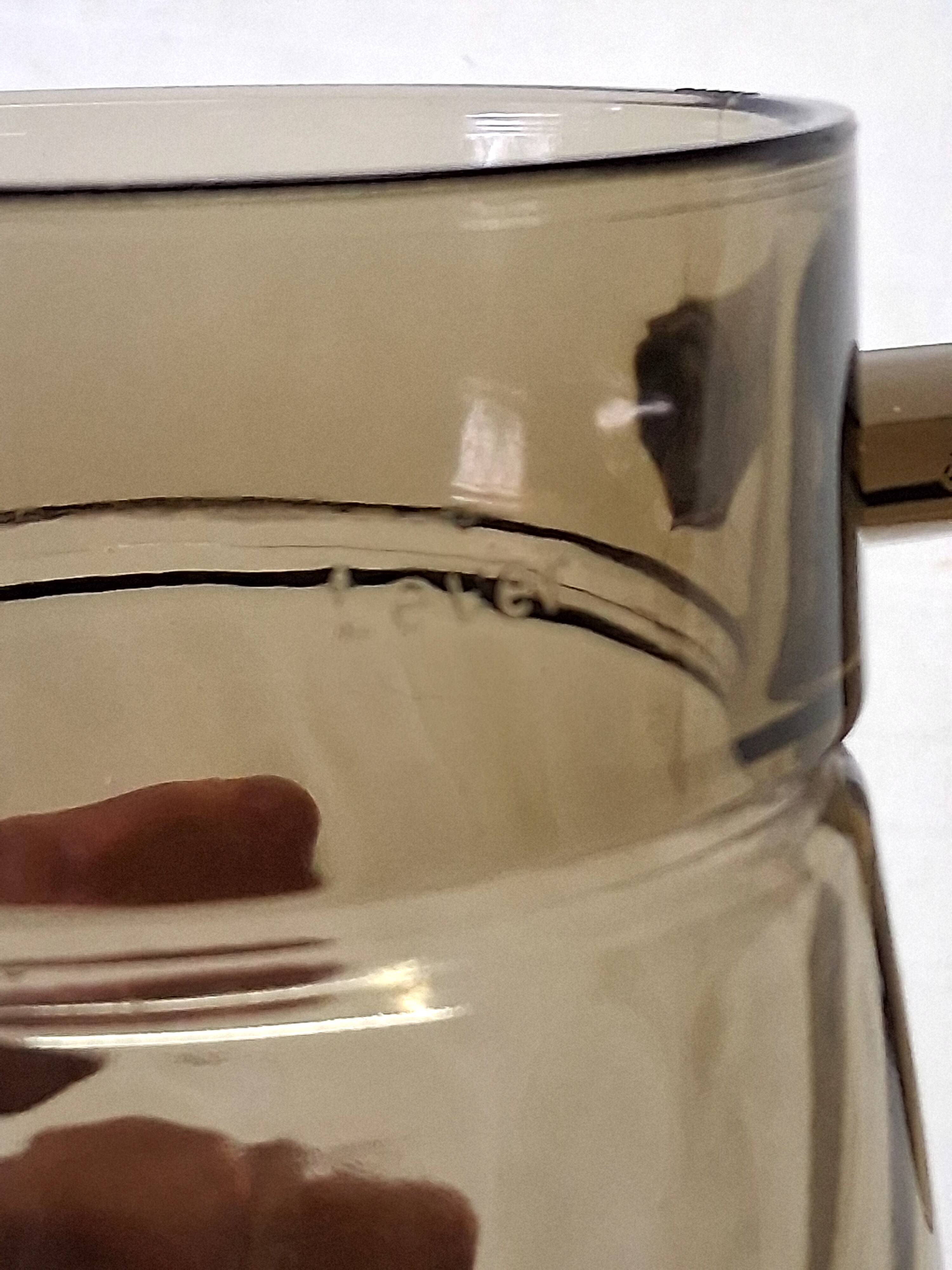 Very pretty black smoked glass pitcher from Lever in very good condition.
