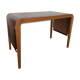 Vintage curved wood and leather desk – 1970s/80s