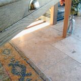 Solid oak farmhouse table with central drawer and extension