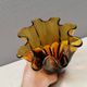 Beautiful ‘folded’ vase in amber-coloured glass. 1980-90s Finland