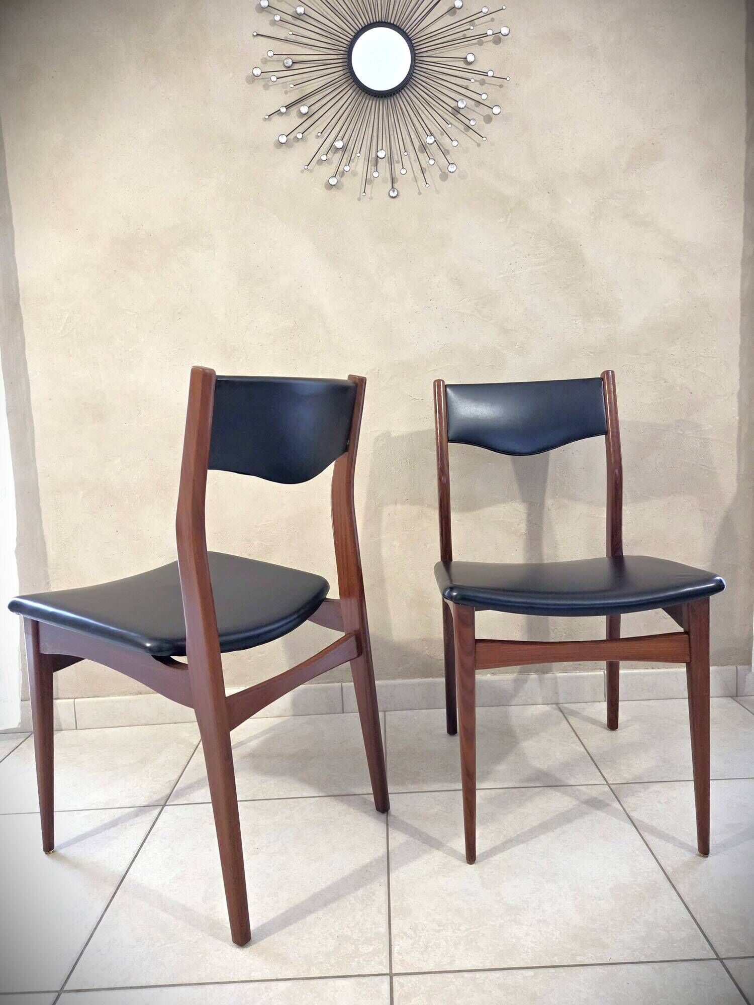 Lot de 6 chaises en teck style scandinave mid-century