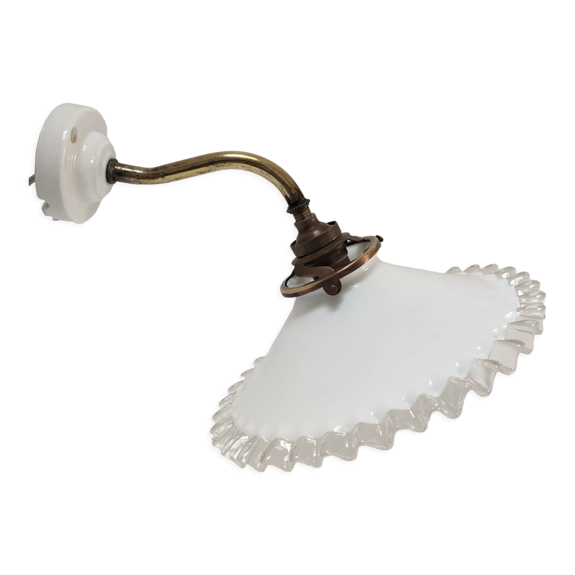 Opaline porcelain brass wall lamp early twentieth century