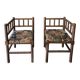 Old pair of corner chairs known as 'fireplace corner' armchairs.
