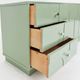 Buffet vintage des années 1970, vert pastel, relief, finition brillante, chrome