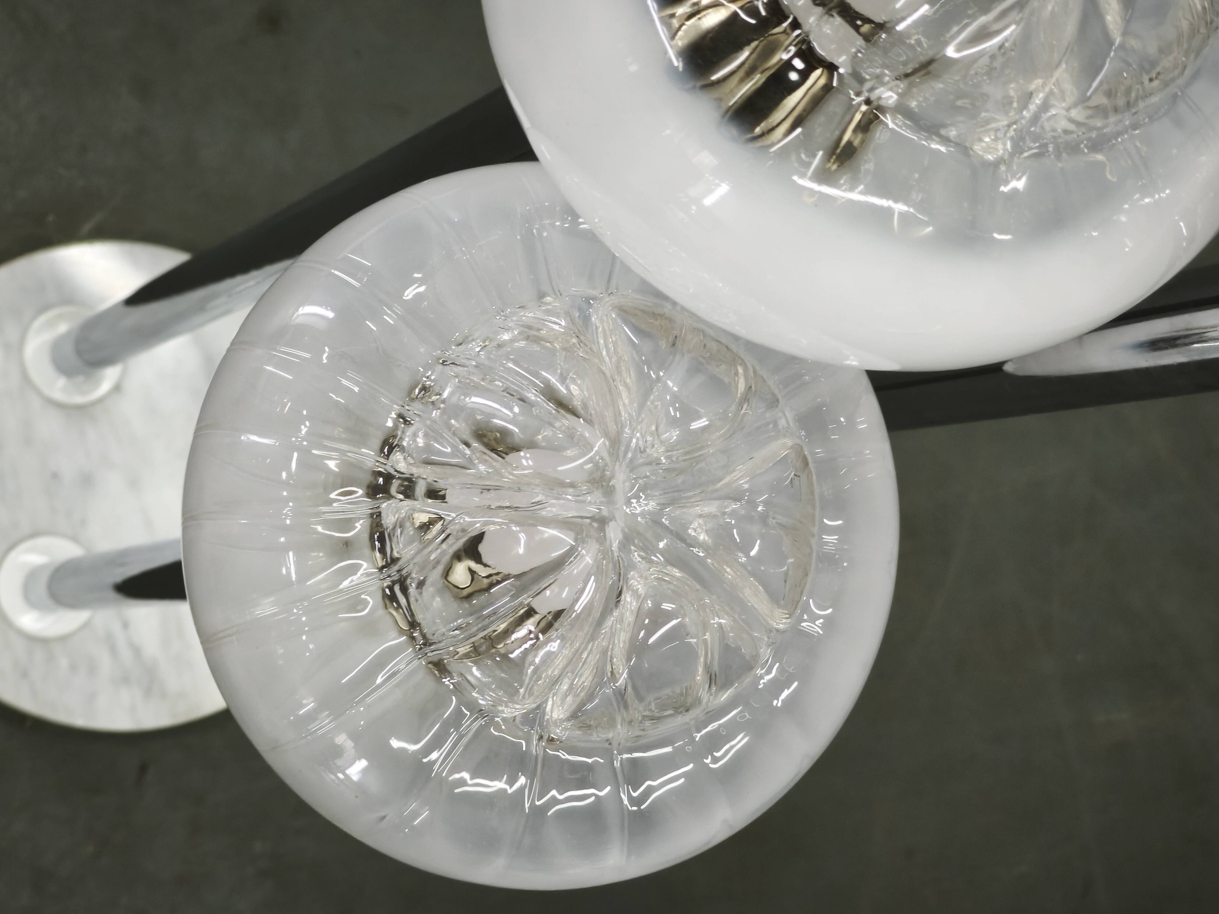1970s Italian Murano Glass, Chrome and Marble Three-Light Floor Lamp