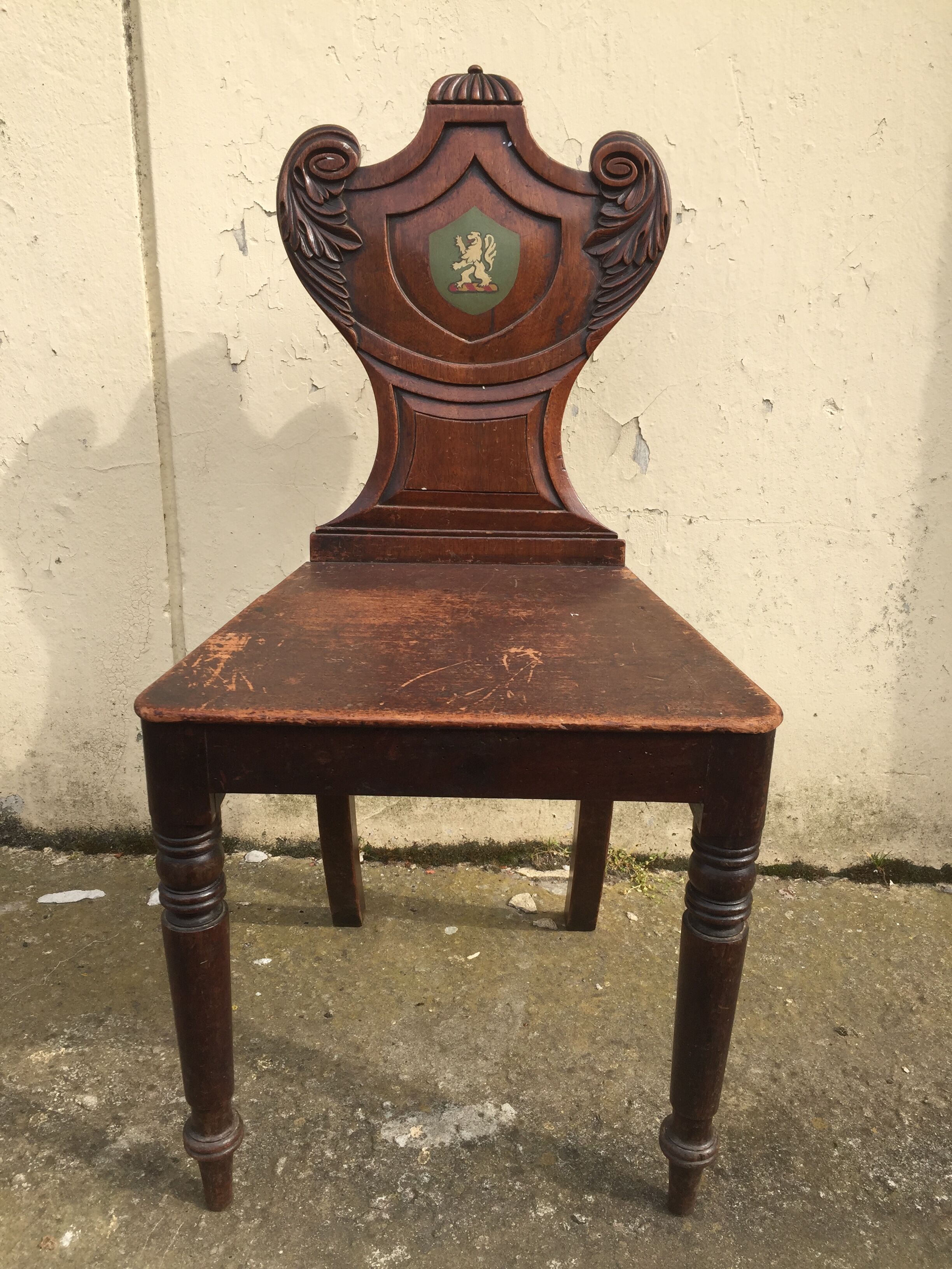 Pair of Victorian walnut chairs. "Hall Chairs"