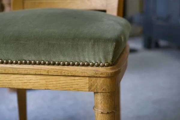 Pair of modern chairs with green velvet seats, 1940s