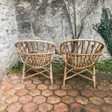 Pair of vintage rattan armchairs