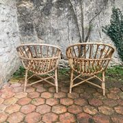Pair of vintage rattan armchairs