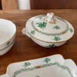 Gorgeous Herend Hungary Apponyi Chinese Bouquet Green Complete Dinner, Brea