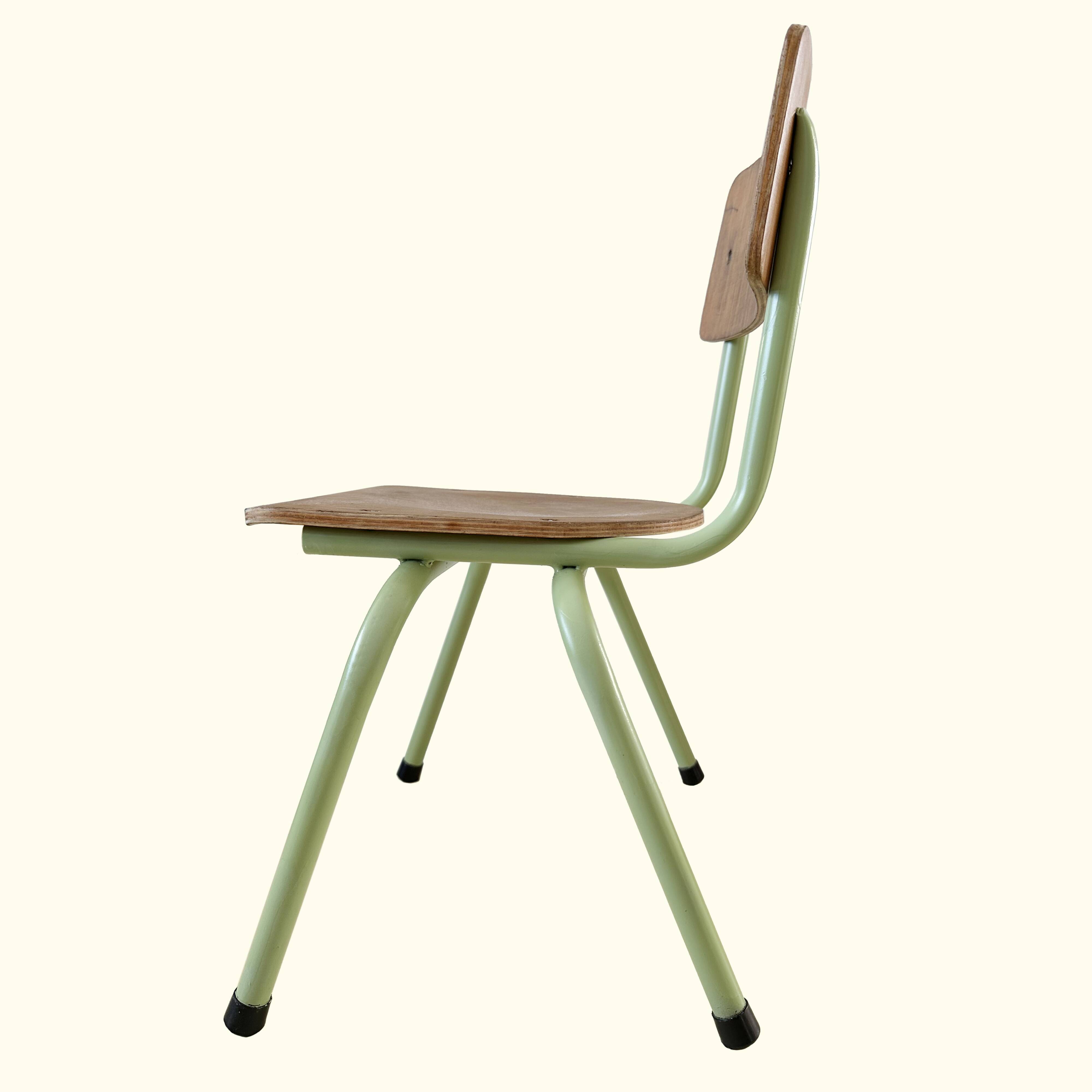 Vintage Beilrode (Germany) kindergarten chair | Almond green metal