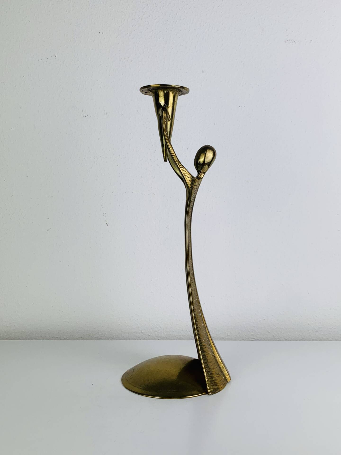 Sculptural brass candle holder, vintage