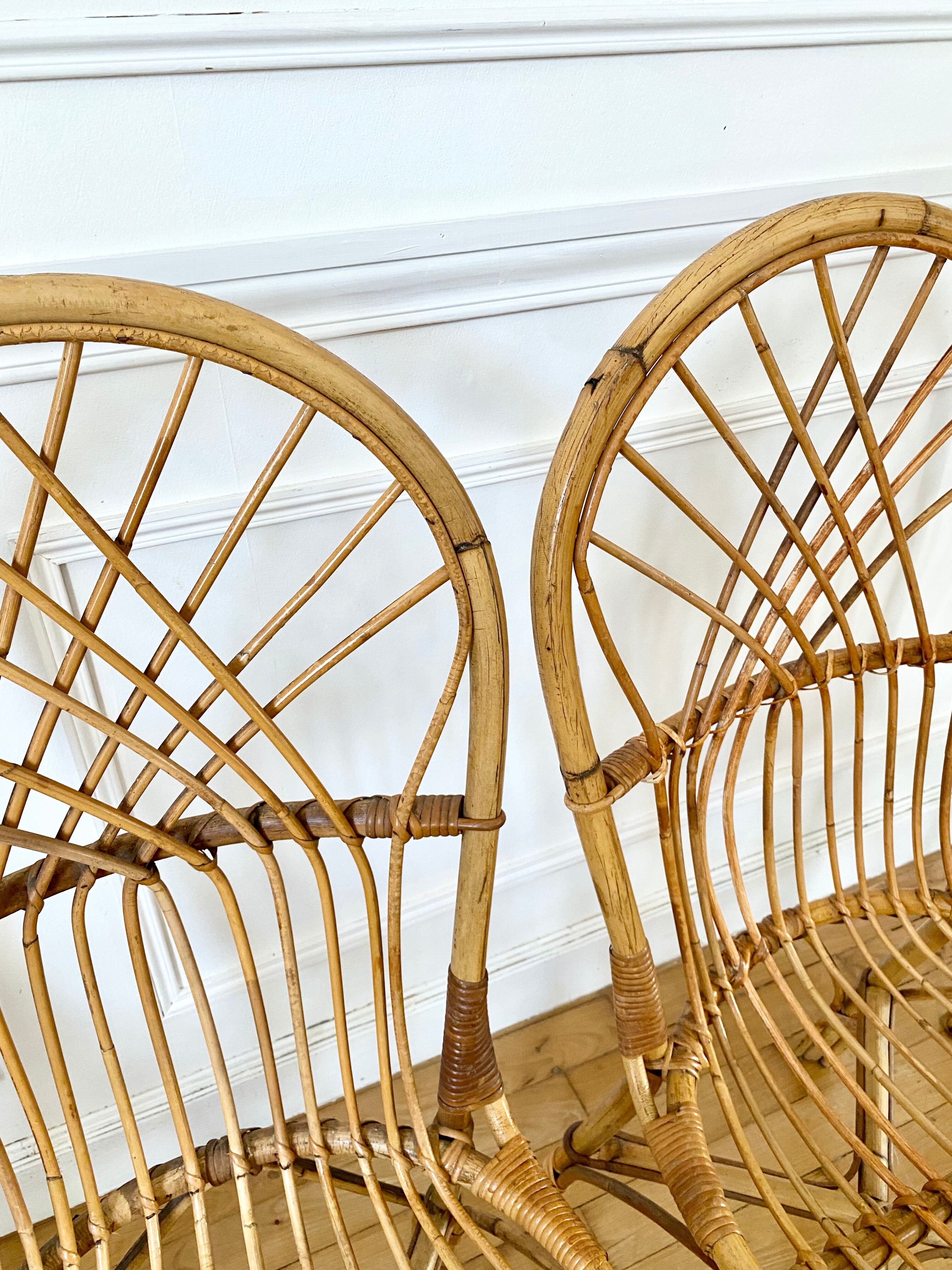 4 vintage rattan chairs