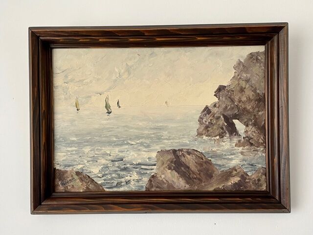 Tableau "Marine" huile sur panneau signée