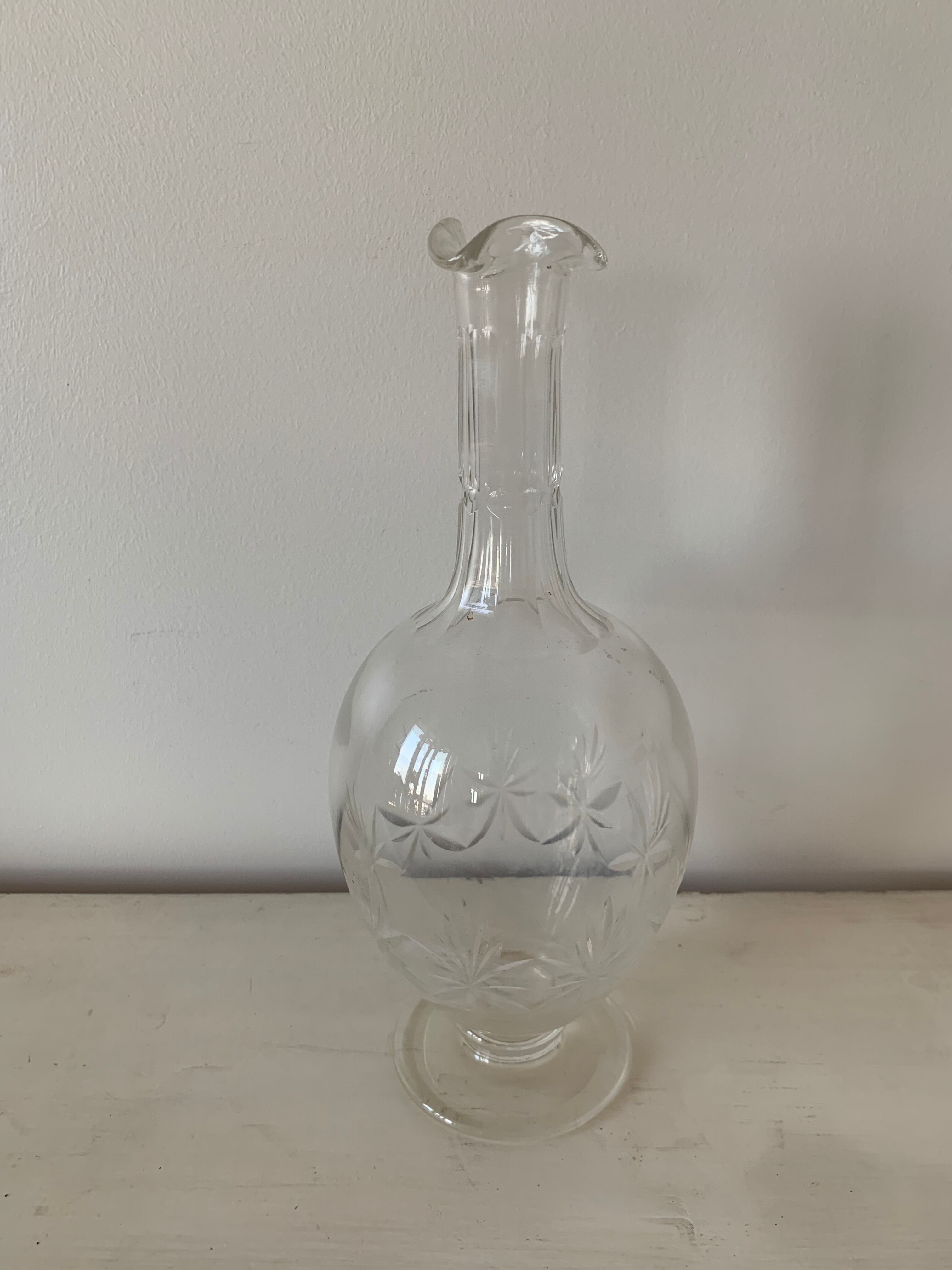 Old chiseled glass carafe