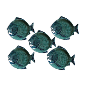 Lot of 5 plates in dabbling, fish shape