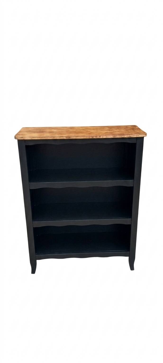 Old wood and black bookshelf