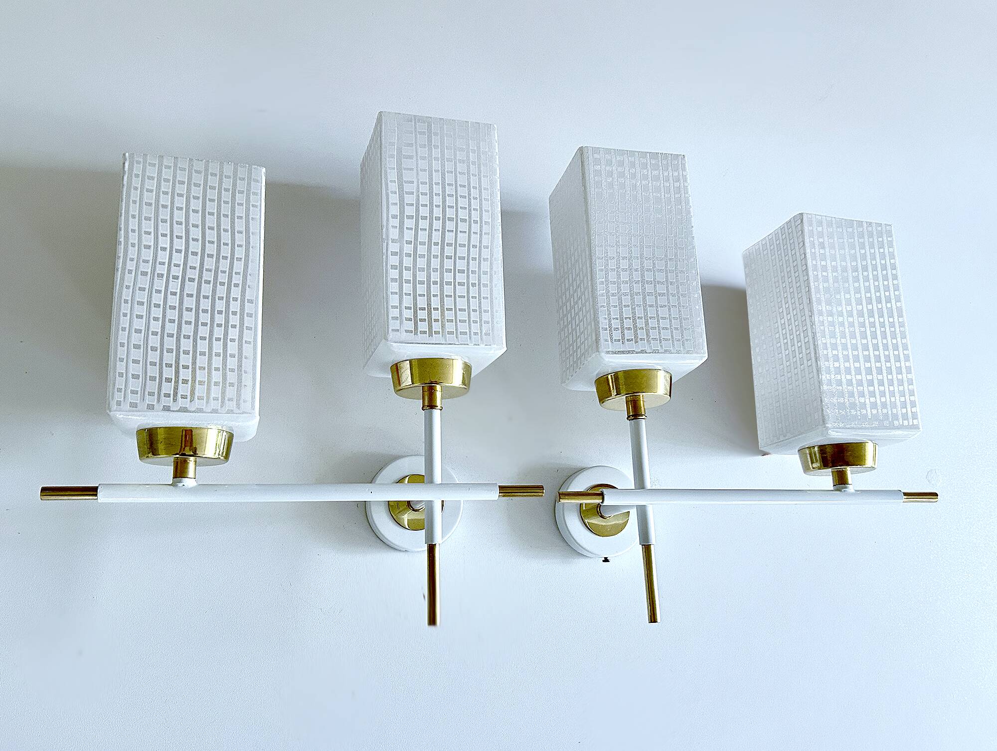 Pair of vintage architectural wall lights, 1960s