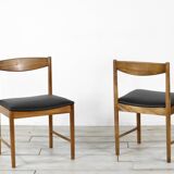 Set Of 4 Midcentury McIntosh Teak And Leatherette Chairs. Vintage Modern
