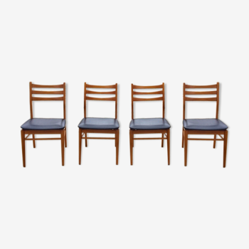 Lot de 4 chaises scandinaves, années 60