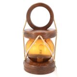 Wood and glass storm lamp from Saint Malo, 1970s