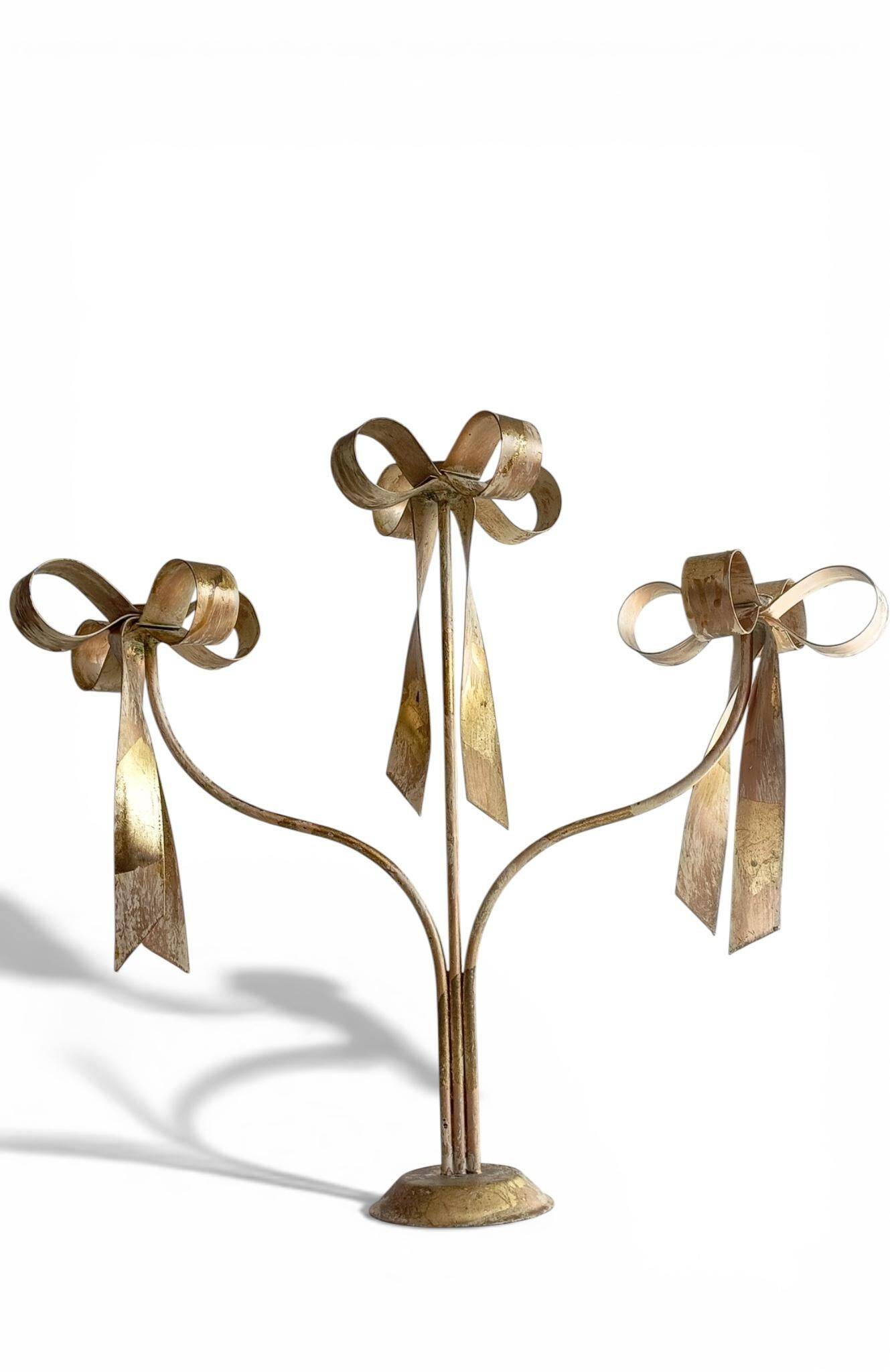 Large Gilt Wrought Iron Candelabra with Patina in Maison Jansen Style