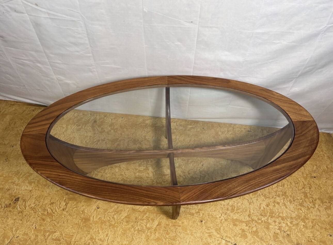 Mid Century Retro Vintage Teak & Glass Oval Astro Coffee Table by GPlan1960