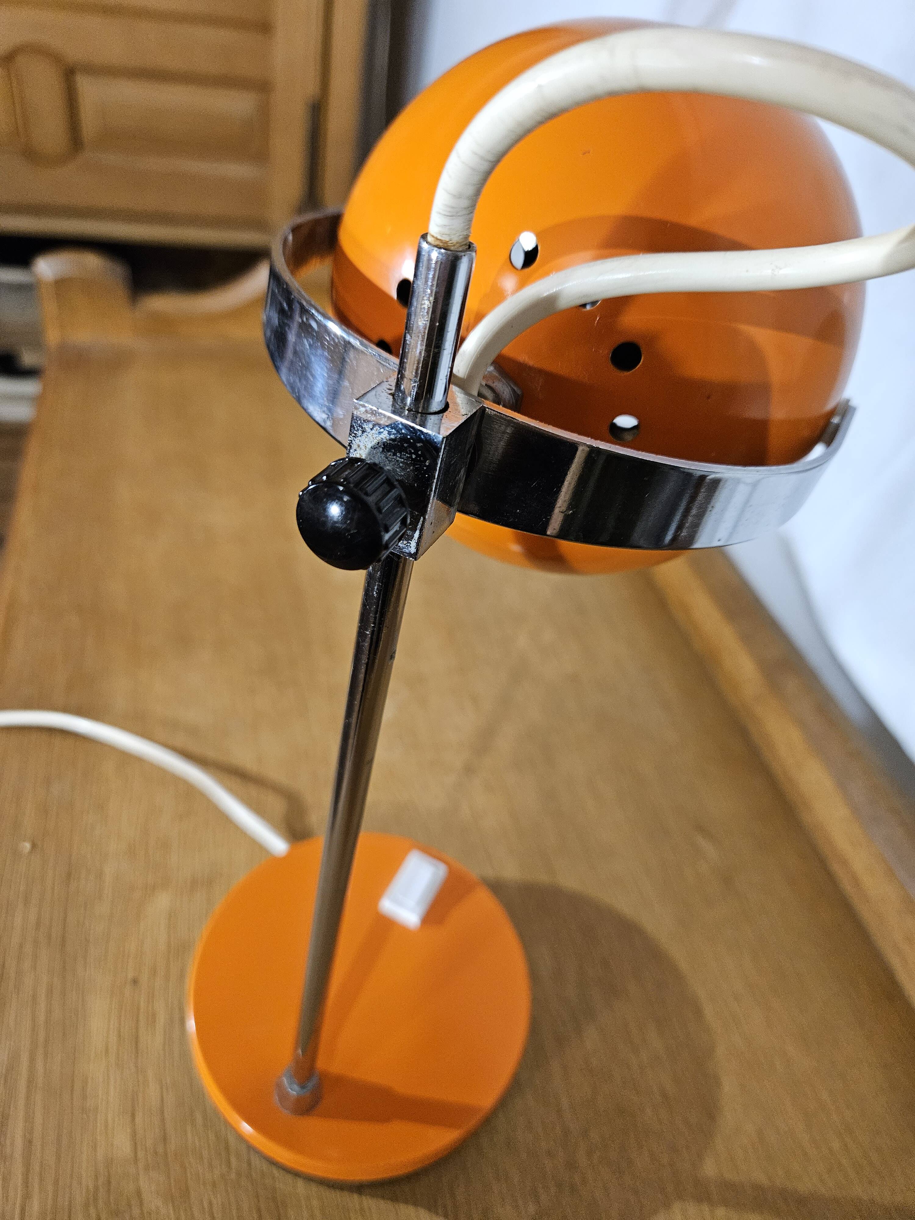 1970 Eyeball orange and chrome desk lamp