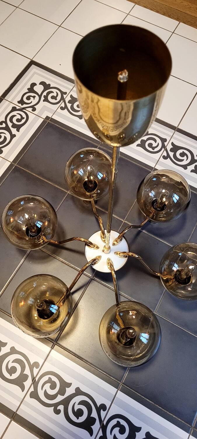 6-arm Scandinavian chandelier, 1960s, Hans Agne Jakobsson model T372/12