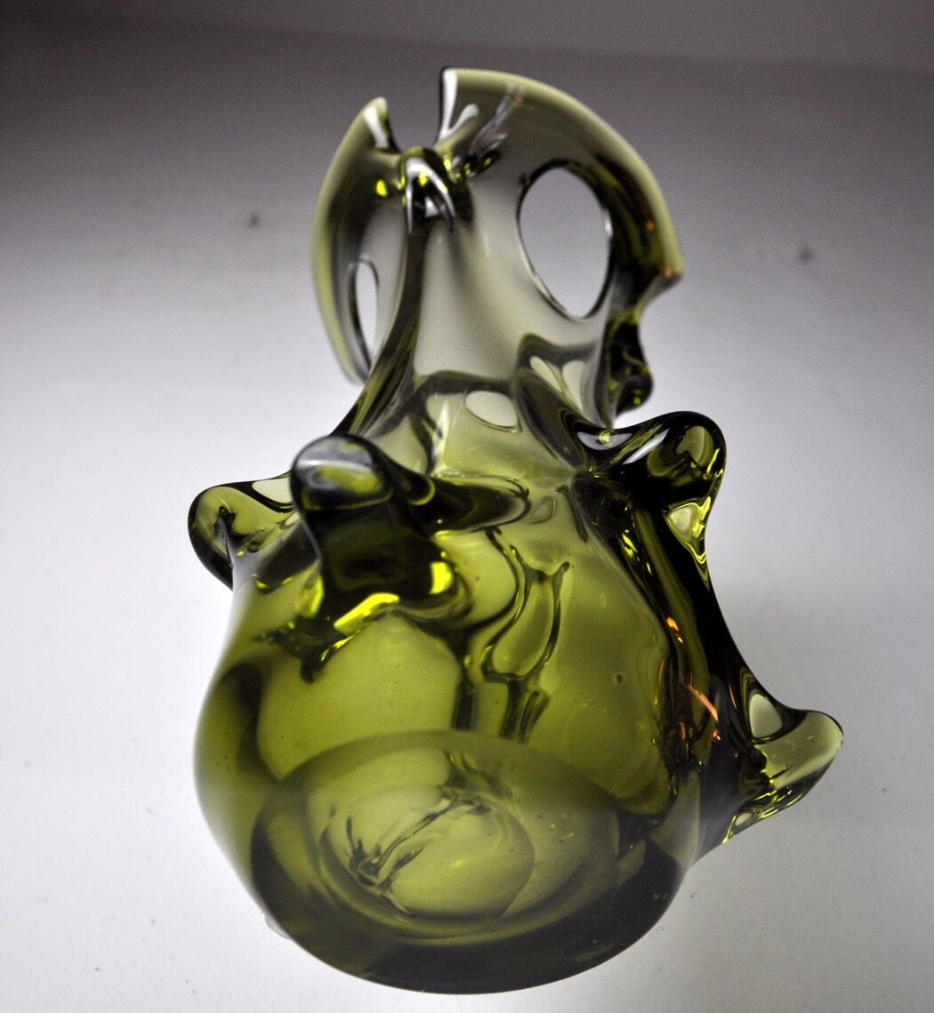 Vase seguso vert en verre de murano, italie, 1960