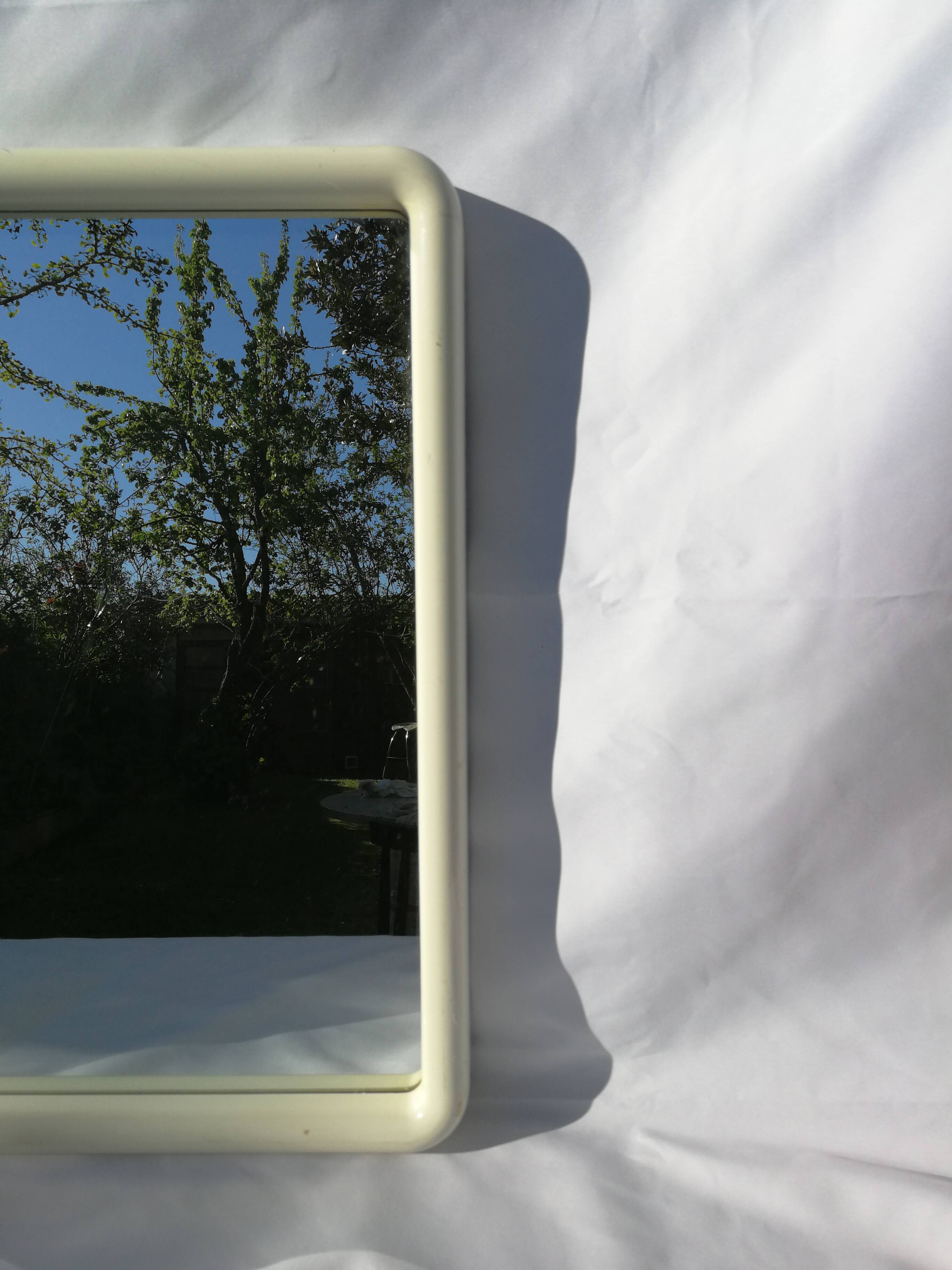 Square mirror white plastic frame